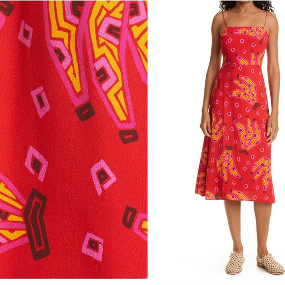 FARM Rio Dresses & Skirts - 🥭FARM RIO Red Tiki Bananas Tie Back Dress